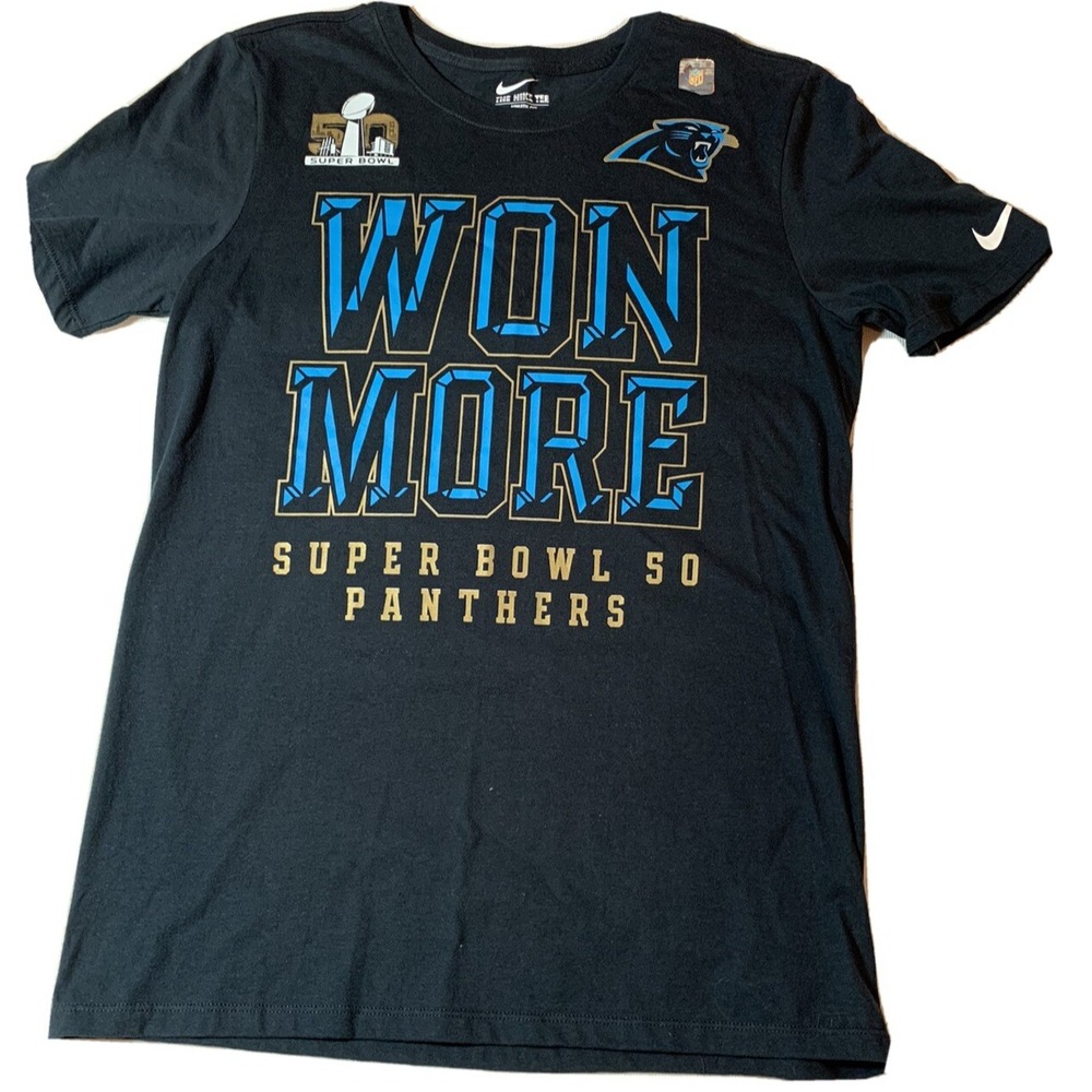 Carolina Panthers Super Bowl 50 Shirt Nike Men's Bound Won More New NFL SMALL